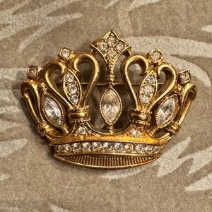 Vintage Kenneth J. Lane (KJL) for Avon Rhinestone Crown Brooch